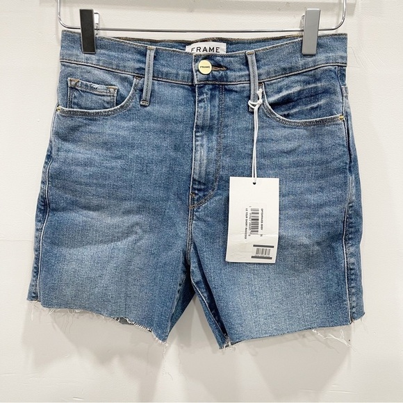 Frame Le Tour Raw Hem Denim Shorts in Bixby Size 25 - Picture 2 of 11